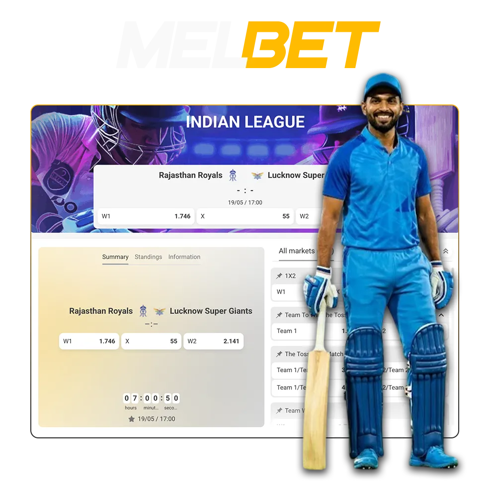 Find out how to place a cricket bet quickly and easily at the Melbet bookmaker.